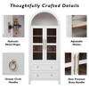 71" Tall Arched Kitchen Pantry Cabinet, 2 Drawers, Adjustable Shelves with Glass Door, Modern Farmhouse Storage Cupboard, White/Black - ModernLuxe - 3 of 4