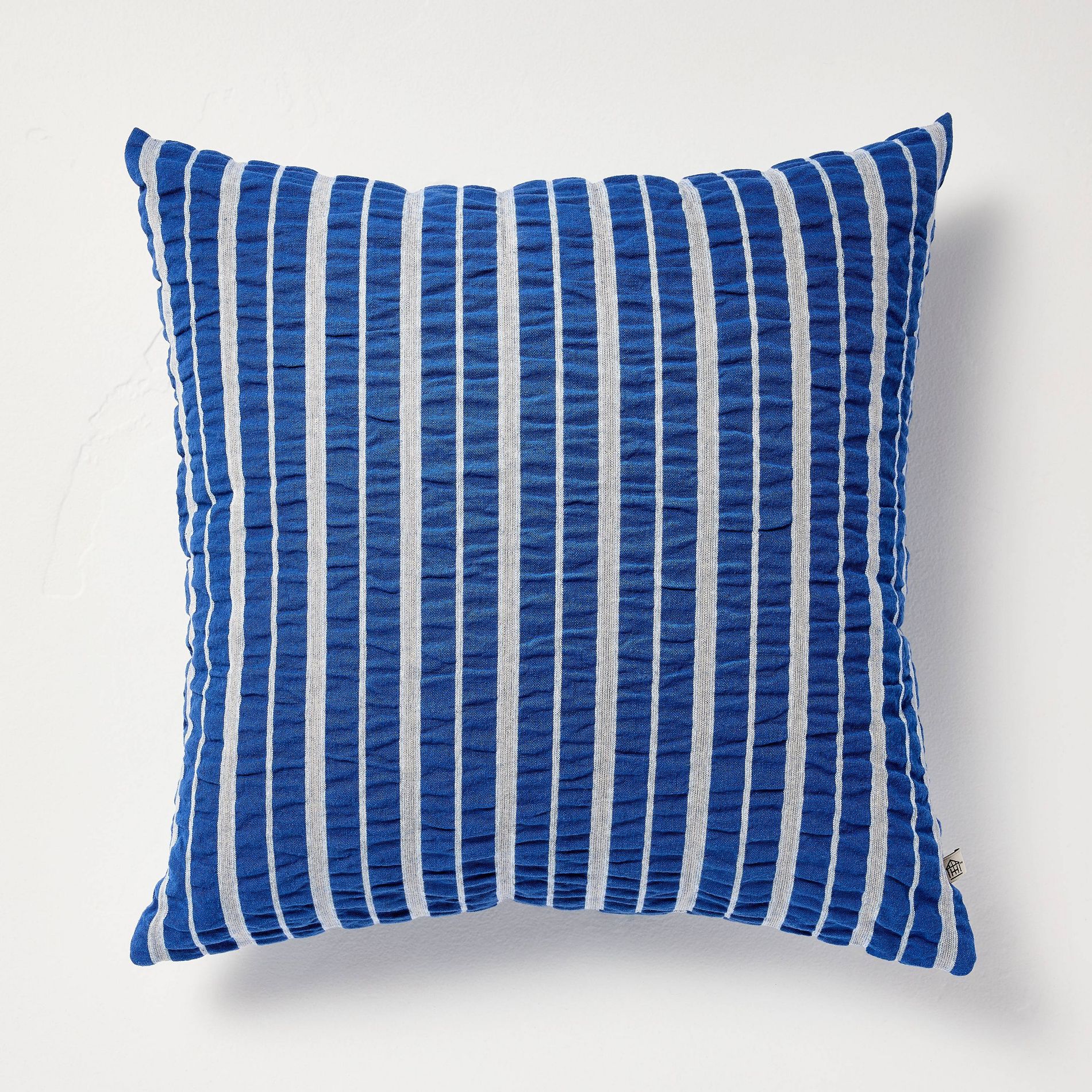 18"x18" Indoor Throw Pillow Blue Stripe Seersucker - Hearth & Hand™ with Magnolia