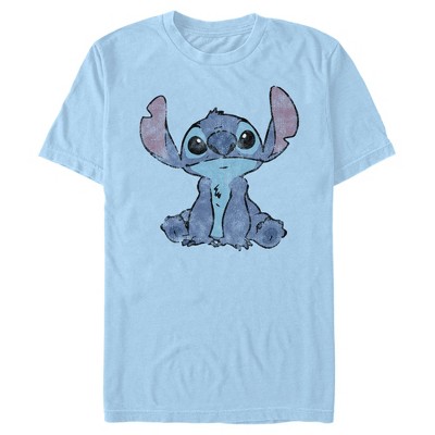 Men's Lilo & Stitch Distressed And Fluffy T-shirt - Light Blue - X ...