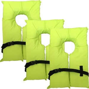 Hardcore 3 Pack Coast Guard approved life jackets for adults. High visibility color Type II keyhole life vest. Compliance flotation device - 1 of 4