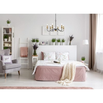 Rohan Matte Black and Brass 30" Adjustable Height Chandelier