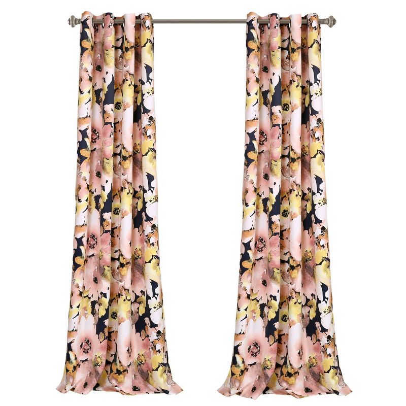 Set of 2 52"x84" Floral Watercolor Light Filtering Curtain Panels - Lush Décor, 6 of 11