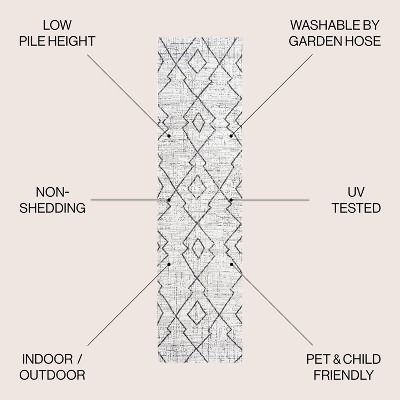 Ivory/Black Synthetic Diamond Trellis Handmade Area Rug