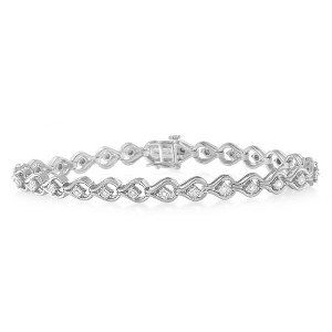 Haus of Brilliance Silver 1/4 Cttw Diamond Miracle-Set Teardrop Shaped 7” Link Bracelet - 1 of 4