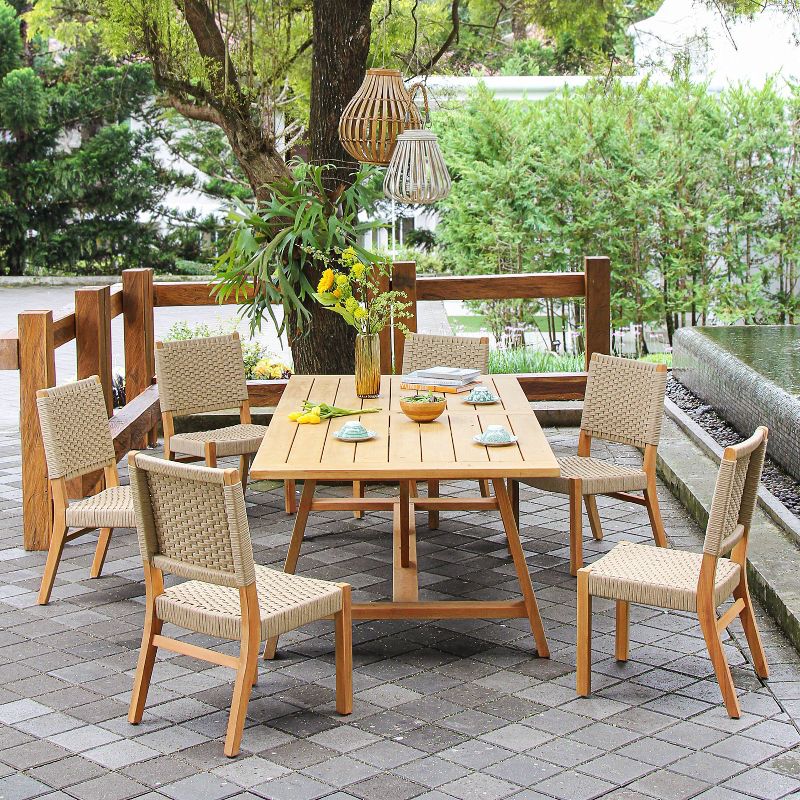  Cambridge Casual Zephyr 2pc Teak Wood Outdoor Dining Chair, 3 of 14