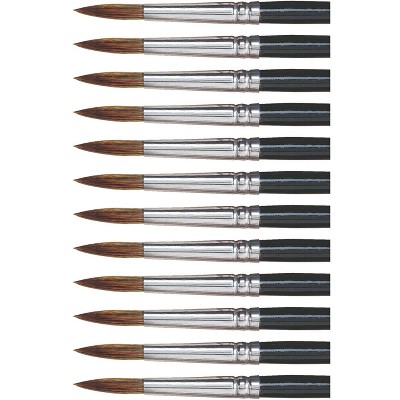 Dynasty 5800 Round Camel Hair Short Enameled Wood Handle Watercolor Paint Brush Size 12 1 3 16 In Hair Black Pk Of 12 Target