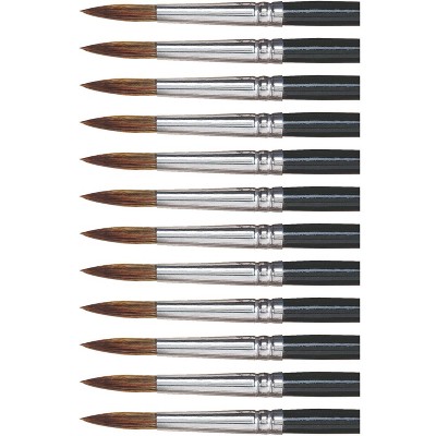 Dynasty 5800 Round Camel Hair Short Enameled Wood Handle Watercolor Paint Brush Size 12 1 3 16 In Hair Black Pk Of 12 Target