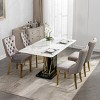 Modern Velvet Tufted Dining Chair Set of 2 with Nailhead Trim and Golden Metal Legs for Dining Room-Baofuwish - 3 of 4