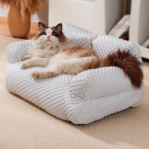 FUNNY FUZZY Plush Retreat Chevron Dog Bed - Comfy Washable Plush Dog Bed for Pets - 1 of 1