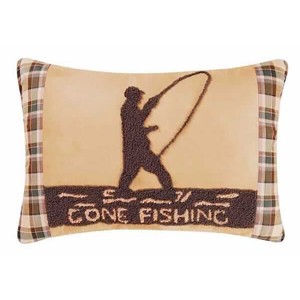 C&F Home 14" x 20" Gone Fishing Rustic Lodge Hooked Pillow - 1 of 4