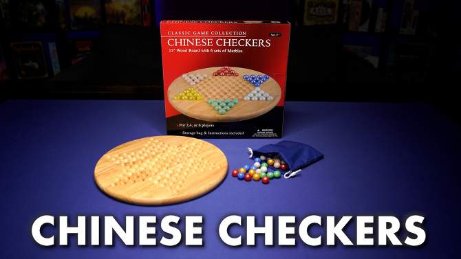 Classic Game Collection - 12&#34; Wood Chinese Checkers Set with Marbles, 2 of 7, play video