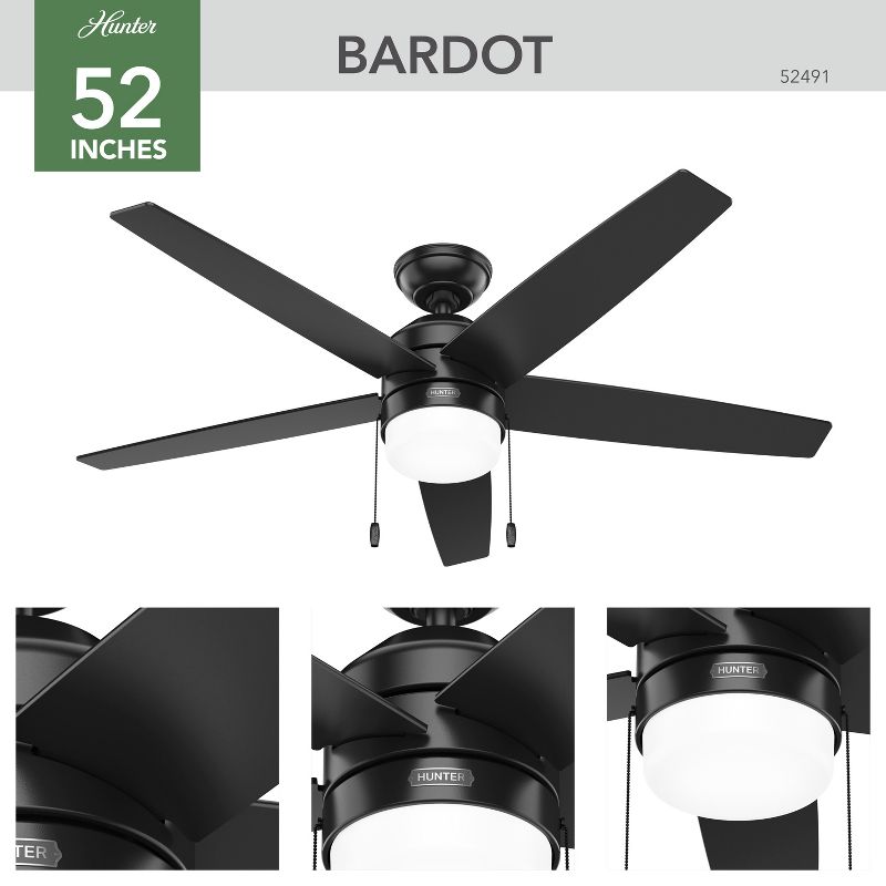 52" Bardot Ceiling Fan with Light Kit and Pull Chain (Includes LED Light Bulb) - Hunter Fan, 2 of 14