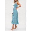 August Sky Women's Solid Sleeveless Wide Ruched Straps Midi Dress - 3 of 4