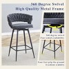25" Swivel Counter Stools Set of 2 with Cotton Linen Cushions and Metal Frame for Kitchen Island-3irtyhousy - 3 of 4