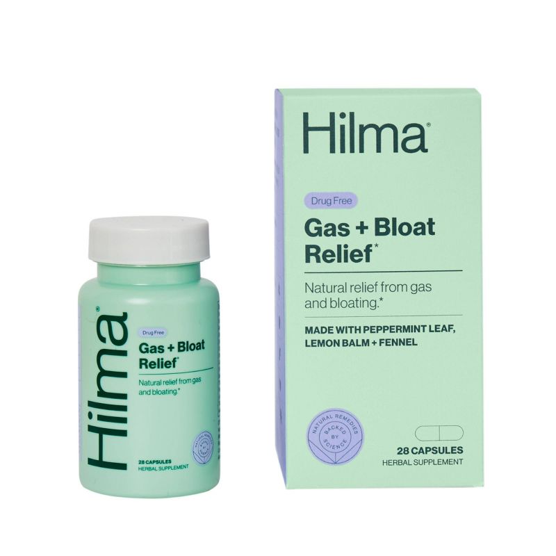 Hilma Gas &#38; Bloat Relief Vegan Capsules - Natural Peppermint &#38; Lemon Balm - 28ct, 1 of 7