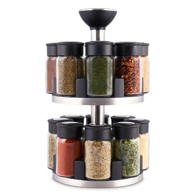 Kamenstein 16 Jar Black Spice Rack Spices Included