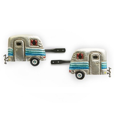 Lakeside Retro Camper Curtain Tie-Backs - Novelty Clip Holds - Set of 2