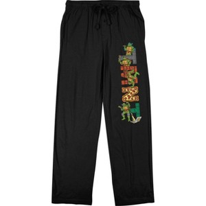 Teenage Mutant Ninja Turtles Retro Cartoon Logo Mens  Black Drawstring Sleep Pajama Pants - 1 of 2