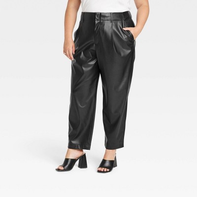 Women's High-Rise Faux Leather Tapered Ankle Pants - A New Day™