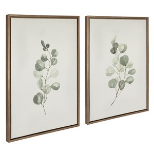 Kate and Laurel Sylvie Eucalyptus Framed Canvas Set by Maja Mitrovic of Makes My Day Happy, 2 Piece 23x33, Gold - 1 of 4