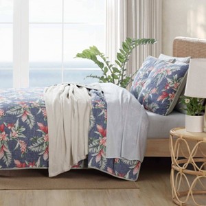 Tommy Bahama Floral Enchantment Quilt Set Blue - 1 of 4