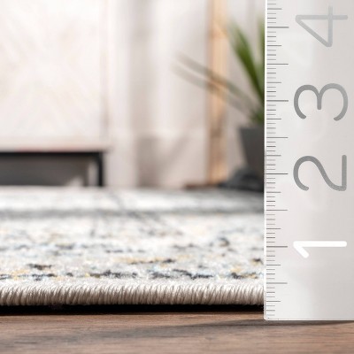 Gray and Beige Round Synthetic Persian Style Area Rug