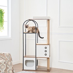 Bencmate Cat Climbing Frame, Multi ,Level Cat Condo with 1 Caves, 2 Scratching Posts,Perch,for Indoor Cats, Multicolored(31.5"*15.7"*59.8") - 1 of 4