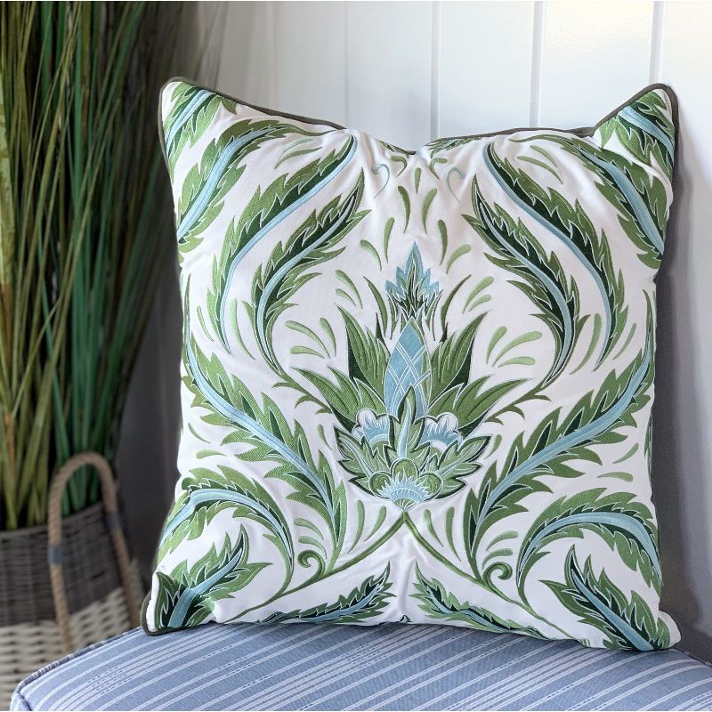 RightSide Designs Green Morris Thistle Pattern Indoor/Outdoor Throw Pillow, 2 of 4