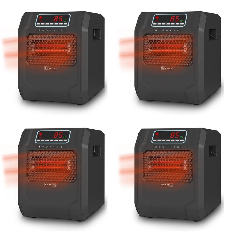 VOLTORB Freestanding Portable Electric Space Heater for Bedroom with LED Display, Remote Control, and Programmable Thermostat, Black (4 Pack), 1 of 7