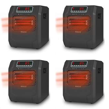 VOLTORB Freestanding Portable Electric Space Heater for Bedroom with LED Display, Remote Control, and Programmable Thermostat, Black (4 Pack)