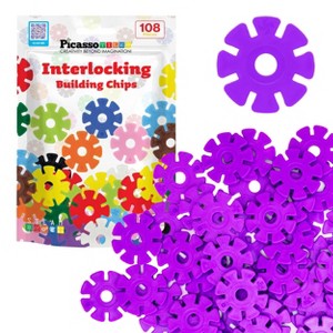 PICASSO-TILES 108 PC Purple Interlocking Plastic Disc, Building Chip Blocks Toy Set for Toddlers, Boys & Girls 3+ - 1 of 4