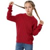 Girls Pullover Sweater Cable Knit Crew Neck Long Sleeve Sweater Knit Tops - 3 of 4