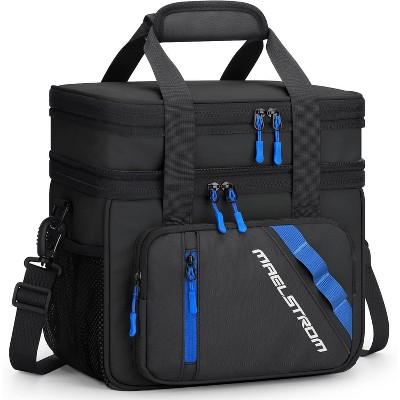 20L Insulated Lunch Bag for Men Women, Expandable Double Deck Leakproof Cooler Bag with 6 Pockets, Reusable Lunch Tote Bag for Work, Picnic, School