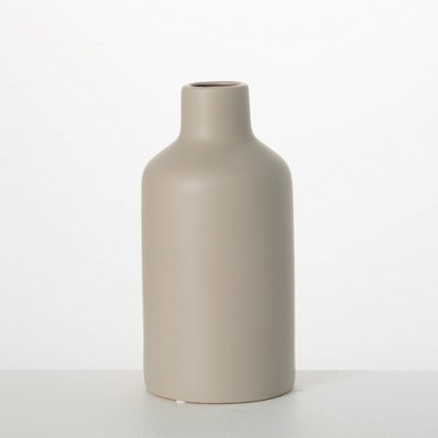 Sullivans 10.5" Matte Gray Bottle Vase, Ceramic