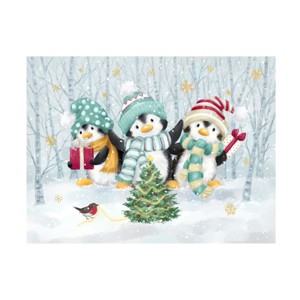 Canvas Wall Art - MAKIKO 'Christmas Penguins' Wall Art for Living Room, Bedroom, or Office Décor by Trademark Fine Art - 19 x 14 Inches - 1 of 4