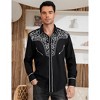 Clearlove Men's Western Cowboy Shirt Floral Embroidered Long Sleeve Casual Button Down Slim Fit Tops,white Black,XL - 3 of 4