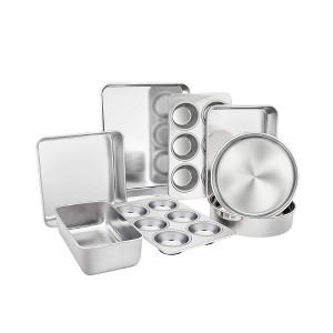 Itopfox Stainless Steel Bakeware Set of 8, Non-Toxic Oven Safe Pans for Baking, Roasting, Includes Lasagna, Cake, Loaf & Muffin Pans, Dishwasher Safe - 1 of 4