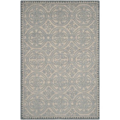 Dusty Blue Hand-Tufted Wool Geometric Area Rug 3' x 5'