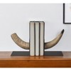 HomeRoots Set of Two 6" Brown and Black Ceramic Horn Decorative Bookends - 2 of 4