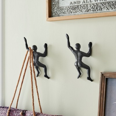 Black Cast Iron Wall Climber Figurine Hooks for Kids