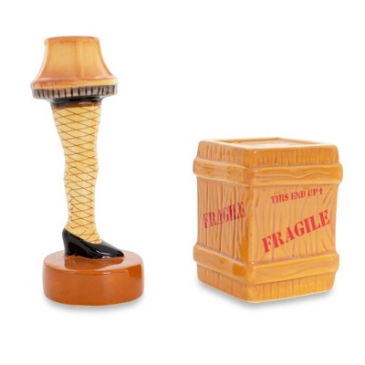Silver Buffalo A Christmas Story Leg Lamp and Crate Ceramic Salt and Pepper Shakers | Set of 2