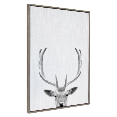 Kate & Laurel All Things Decor Sylvie Deer Framed Canvas Wall Art by Simon Te of Tai Prints