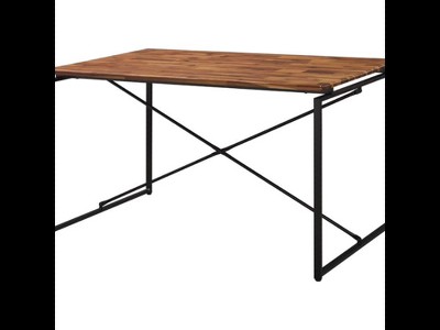 Jurgen 48" Oak and Black Industrial Dining Table