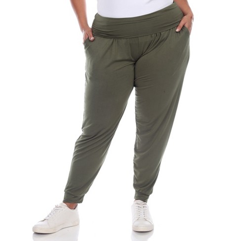 Women's Plus Size Harem Pants Green 1x - White Mark : Target