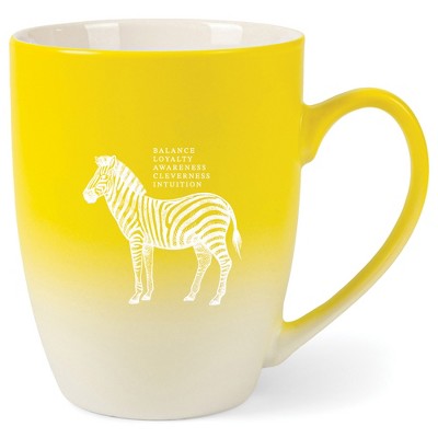 Elanze Designs 12 Ounce Ceramic Decorative Laser Engraved Giftable Novelty Tea Coffee Cup Mug Yellow and White Zebra Balance Loyalty Awareness Clever