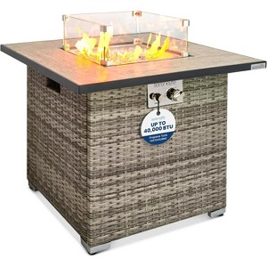 SereneLife Portable Gas Fire Pit - Brown - 1 of 4