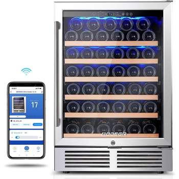 BODEGA 24 Inch Wine Refrigerator 46 Bottles, Double-Layer Tempered Glass Door, with WIFI APP Control, Temperature Control