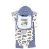 Hudson Baby Infant Boy Cotton Layette Set, Blue Construction Trucks - 2 of 4
