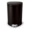 simplehuman 6L Semi-Round Step Bathroom Trash Can, Matte Black Stainless Steel - 2 of 4