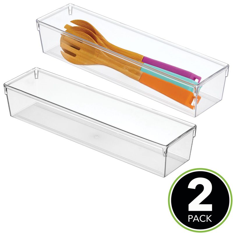 mDesign Plastic Stackable Kitchen Drawer Storage Organizer Tray - 2 Pack, 2 of 10